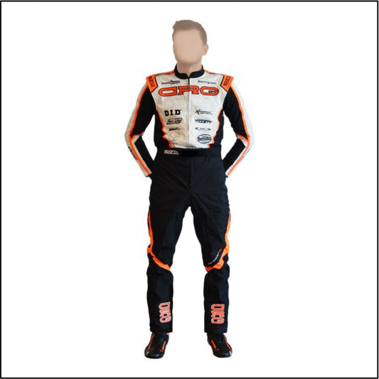 2018 CRG Kart Team Suit White - Black