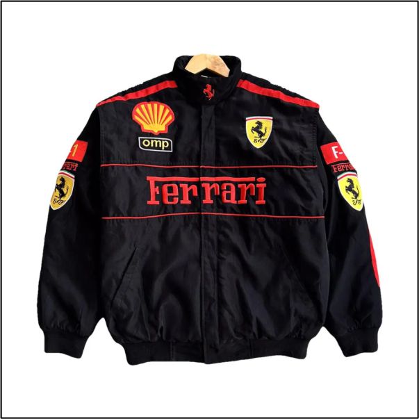 F1 Vintage Ferrari Jacket Black - Sublimation Printed