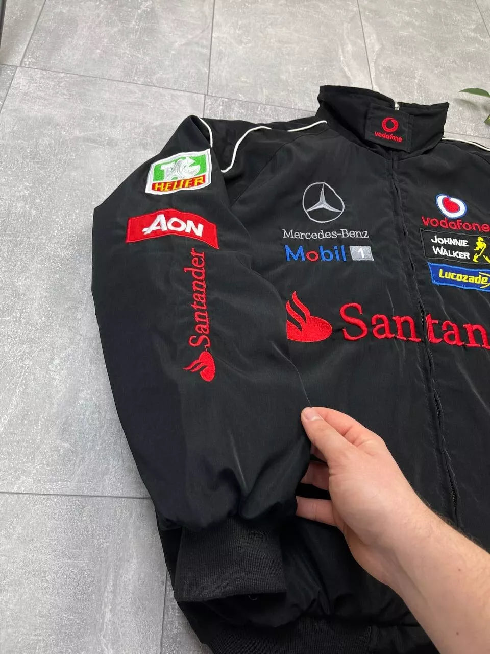 F1 Vintage Mercedes Benz Vodafone Jacket Black